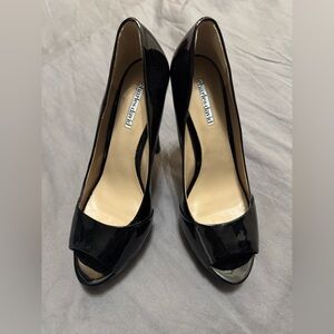 Charles David Black Patent Leather Peep Toe Platform Pumps Size 8.5